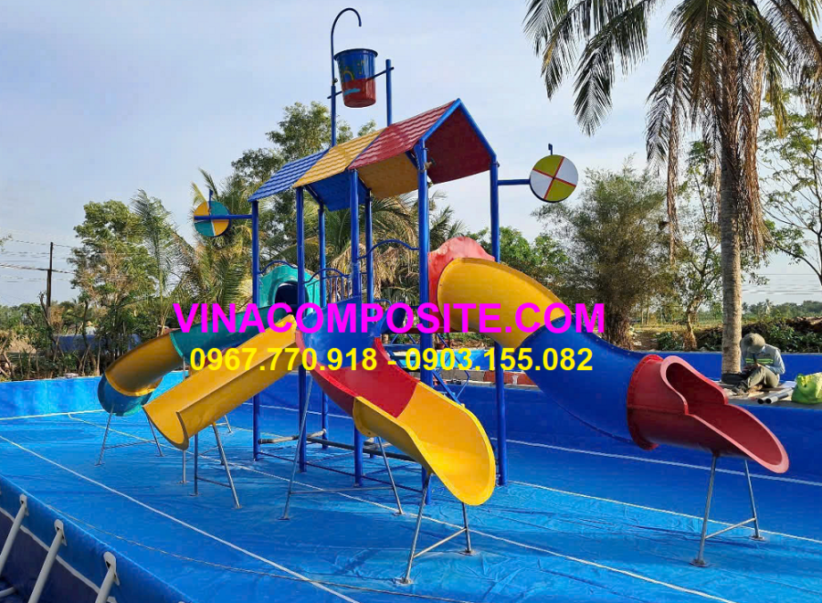 Bộ máng trượt nước hồ bơi bạt
