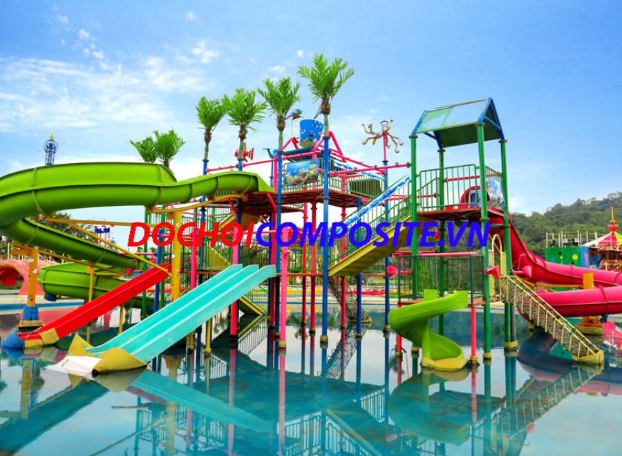 Cầu trượt liên hoàn trò chơi công viên nước 