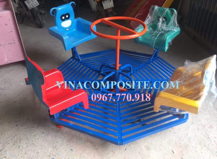 Đu quay mẫu giáo mầm non, đu quay ghế gấu trẻ em
