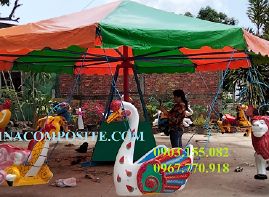 Đu quay ngựa trẻ em 10 con thú