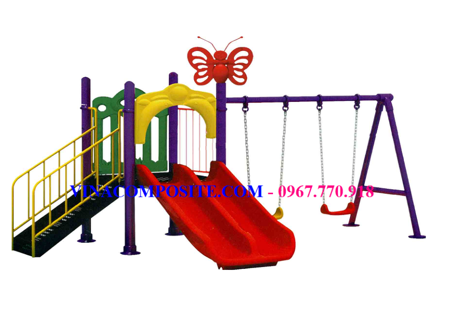 Xích đu cầu trượt máng đôi